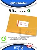 51F%2Ba6dMugL. SL160  Printworks Elementree White Matte Mailing Labels for Inkjet or Laser Printers or Copiers, 100% Recycled, 12 Sheets/Pack, 00673