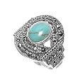 Sterling Silver Marcasite Rings with Turquoise - Sizes: 6-10