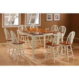 9pc Creamy Buttermilk Finish Counter Height Dining Table and Barstools Set by AtHomeMart