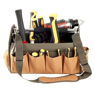 Rugged Nylon 14 Pocket Tool Bag with Large Center Compartment