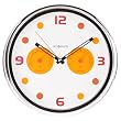 DecoMates Non-Ticking Silent Wall Clock with Built-In Thermometer (Fahrenheit) / Hygrometer - Color Spots (Orange)