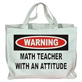 Warning: Math Teacher with an attitude Totebag (Cotton Tote / Bag)