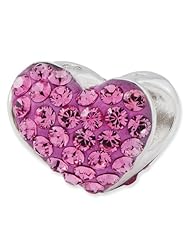 Sterling Silver Reflections Pink Swarovski Elements Heart Bead