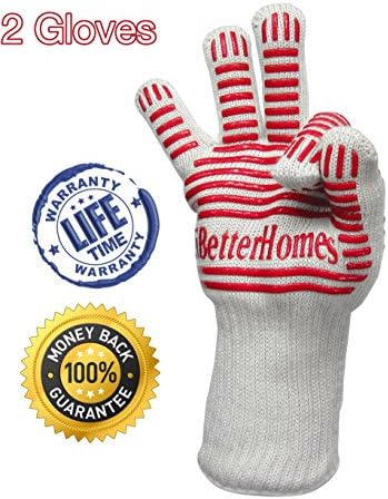1Pair Cooking Gloves Upto 932°F=500°C Heat Resistant Gloves, BBQ Heat Proof and Kitchen Accessories Non-Slip Extra Long Oven Mitts for Grills