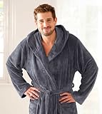 Produkt-Bild: Bugatti, Bademantel mit Kapuze aus Microfaser f&uuml;r Herren, mittelgrau M bis XXL, -Gr. L,