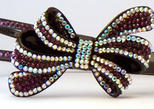 Bling Bling! Bow Headband with Dark Purple & Clear Rhinestones - Crystals. Perfect for Women, Teens & Girls, Bling Bling Hair Accessory