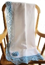 Handmade Feather Weight and Ultra Thin Frannel Blanket - Hand-crocheted Borde...