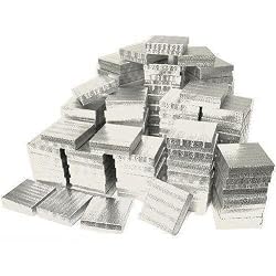 100 Silver Cotton Boxes Watch Bracelet Chain Jewelry 3.5"