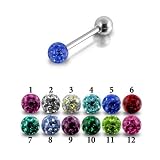 Piercing Langue Swarovski Boule R�sine Blanc (2)