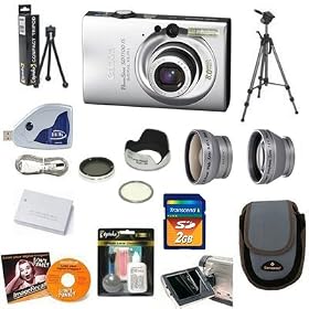 Canon PowerShot SD1100 IS 8.0 Megapixel Digital Camera + Lenses + Filters + 2GB Memory & Pro Accessory Kit