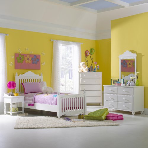 Hillsdale Furniture 1528BFR4PC Lauren Post Bedroom Set, White