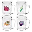 Caribbean Shells 18 oz Insulated Coffee Mug Set, Clear (4 designs)
