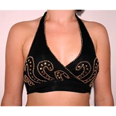 Neckholder Bauchtanz Oberteil Top schwarz bestickt