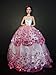 White Ball Gown with Pink Sequined Lace Details Made to Fit the Barbie Doll