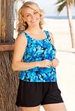Beach Belle® Honolulu Blue Plus Size Tank Shortini - Women's Swimwear Plus Size Swimsuits