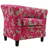 'YORK' ROSLIN PINK FLORAL DESIGNER VELVET FABRIC TUB ARM CHAIR ~ BY XYZ