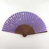 Japanese Silk Handheld Fan, Light Purples with Pink Flowers and Golden Grains HF153