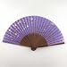 Japanese Silk Handheld Fan, Light Purples with Pink Flowers and Golden Grains HF153