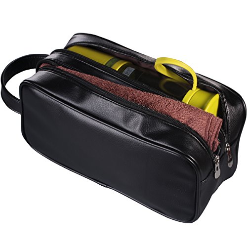 HappyDavid PU Leather Zipped Travel Toiletry Bag Mens Ladies Supply Toiletry Bag