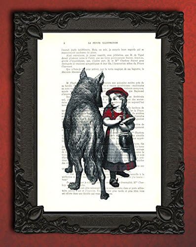 Little Red Riding Hood Print Art Painting 7.67x11.61in/19.5x29.5cm-Little Red Riding Hood Art - Little Red Riding Hood Art Print - Vintage Home Decor Print - Print On Canvas - Recycled Upcycled
