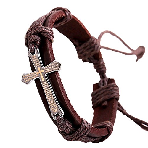 Susenstone®Cross Multilayer Leather Chain Charms Bracelet