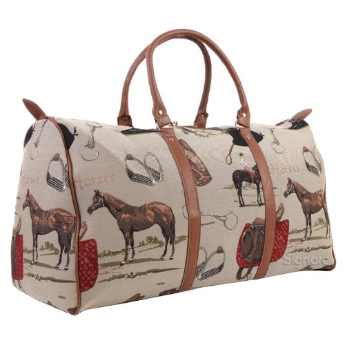 Signare Womens Fashion Canvas Tapestry Big Holdall Weekender Luggage Bag Horse Design