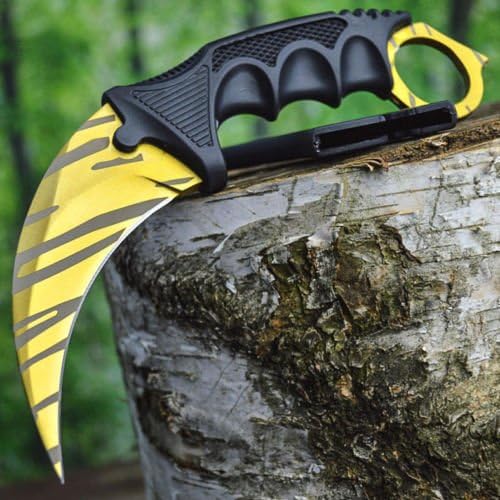 Stainless Steel Hawkbill Tactical Knife with ABS Sheath and Cord