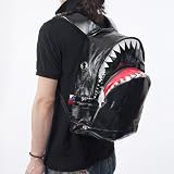 シャークバックパック　レザー (Lサイズ, ブラック)