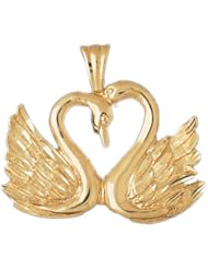 Dazzlers Solid 14k Gold Swans Charm Pendant Available in three colors from jewelsberry (weights: 5.8 grams only)