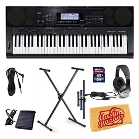 Casio CTK-7000 Portable Keyboard Bundle with Keyboard Stand, 8 GB SD Card, 10-Foot Instrument Cable, Sustain Pedal, Headphones, and Polishing Cloth