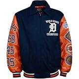Detroit Tigers Navy Blue World Series Champions Varsity Leather Jacket