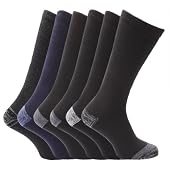 Mens Longer Length Full Terry Cushioned Hard Wearing Work Socks (Pack of 6)