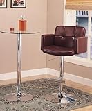 Adjustable Barstool in brown leather like vinyl. Button tufted back