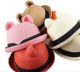 婦人 レディース 用 麦わら 帽子 ストローハット に リボン 付き 猫 耳 が 今 おしゃれ で かわいい 全 8 色 飯沼慧