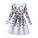 Caracilia Women Long Sleeve Vintage Style White Floral Print Dress