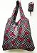 Trendy Shopping Tote Bag - Burgundy Bows and White Dots Pattern (S4)