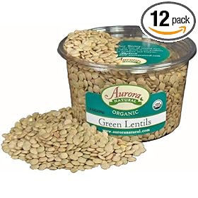 Aurora Products Inc. Lentils-green Organic, 15 Ounce Tub (Pack of 12)