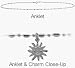 Sterling Silver Sun Charm Bead Style Anklet