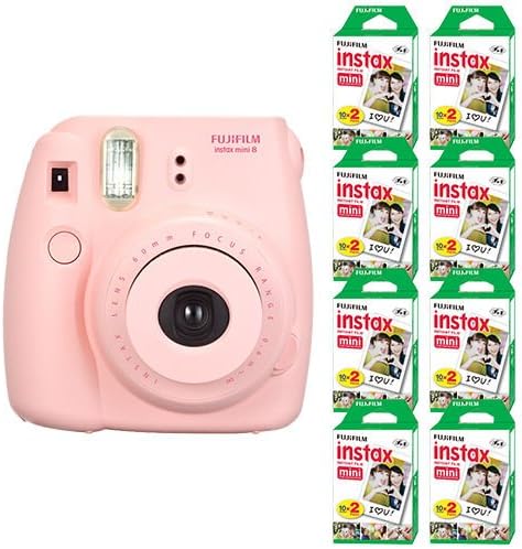 Fujifilm Instax Mini 8 Fuji Instant Film Camera Pink + 160 Sheets Instant Film