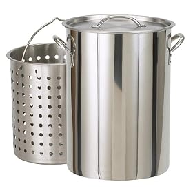 Bayou Classic 1102 102-Qt. Stainless Steel Stockpot with Boil Basket by 