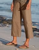 Knit-waist Shoreline Linen Cropped Pants