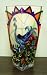 Stained Glass Peacock Floral Flower Vase