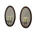 Bronze Metal 2-pc. Candleholder Wall Sconce Set with Mirrors