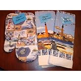 2 Lighthouse Kitchen Towls -2 Pot Holders -1 Oven Mitt