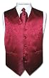 Men's Burgundy Paisley Design Dress Vest and NeckTie Set for Suit or Tuxedo