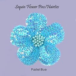 Sequin Flower Pin / Hair Tie ~ Pastel Blue