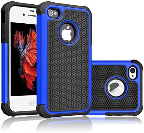 iPhone 5 Case, iPhone 5S Case, JIT Shop® [2in1] Hard Plastic Outer &amp; Rubber Silicone Inner Cases For iPhone 5/5S (4.0Inch) -- [2in1] PC + Silicone Hybrid Series [Blue+Black]
