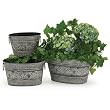 Nested Set of 3 Antiqued Gray Planters