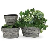 Nested Set of 3 Antiqued Gray Planters