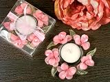 Elegant Frosted Pink Glass Flower Candle Holder (Set of 48) - Baby Shower Gifts & Wedding Favors